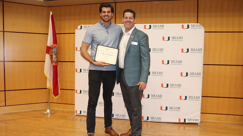 Dominic Natalizio wins the 2019 University of Miami Business Plan Competition